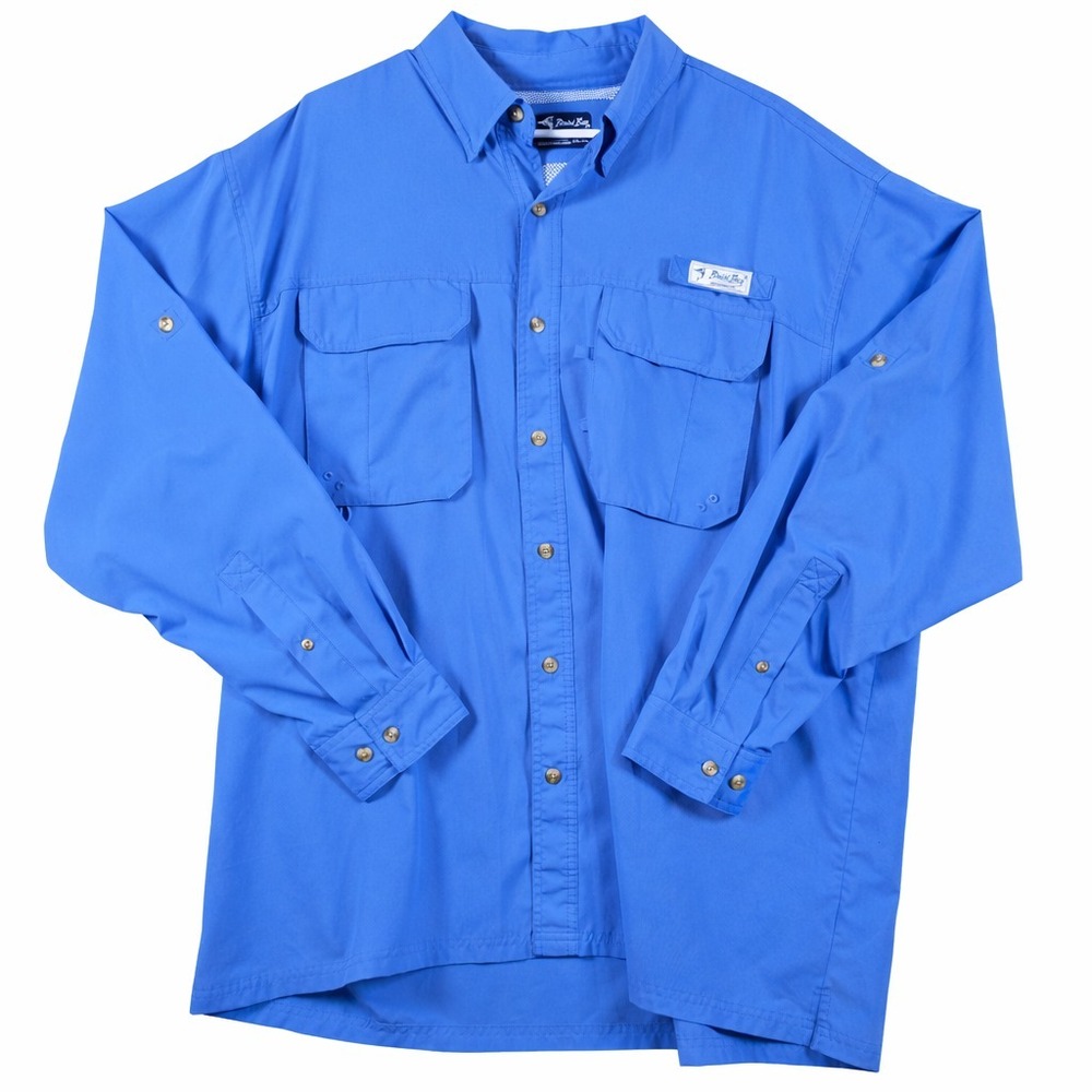 Bimini Bay Mens 2XL Blue Fishing Shirt Vented Back Long Sleeve Outdoor